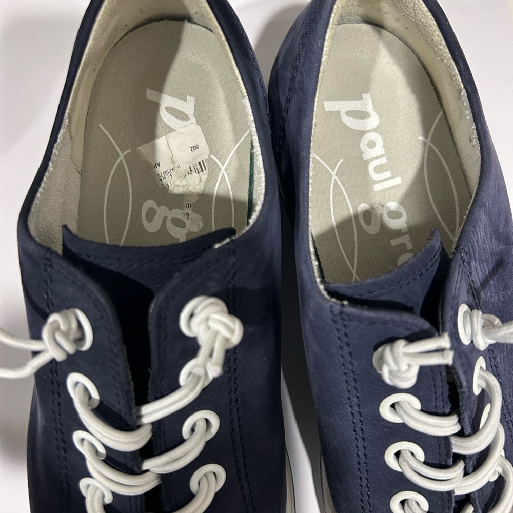 Paul Green Hadley Nubuck Blue Sneakers with White and Red Accents - Picture 4 of 4